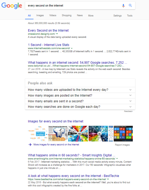 Google search engine results page