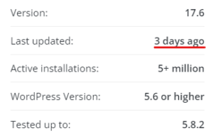wordpress plugin last updated